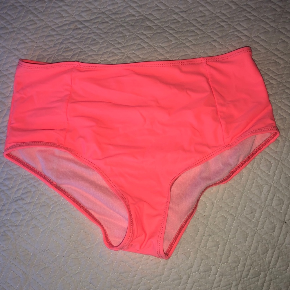 Bright Pink Highrise Bathing Suit Bottoms